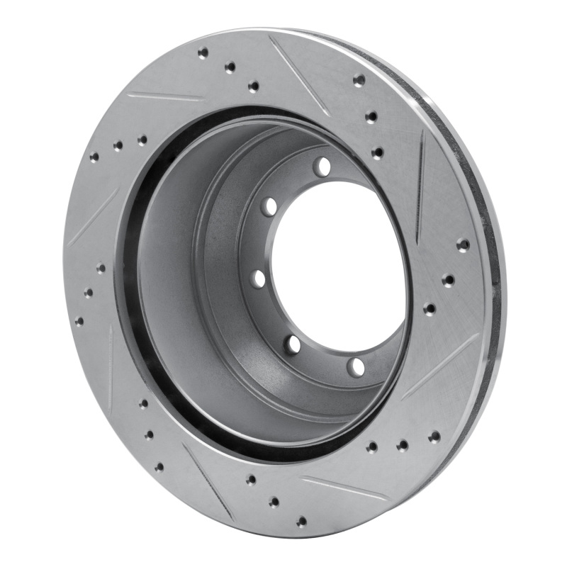 Ford F-350 Super Duty Brake Rotor (1) - Rear Left - R1 Concepts - Drilled & Slotted - Silver - `99-`04